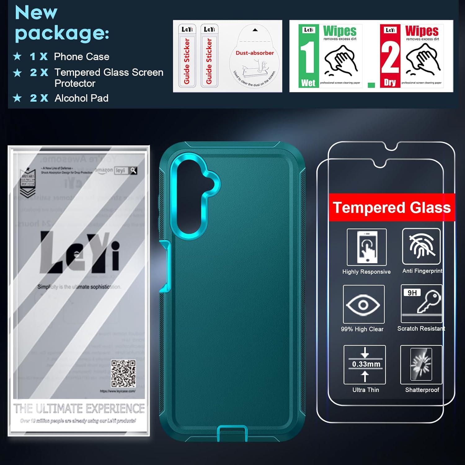 Funda LeYi para Samsung Galaxy A14 5G + 2 Protectores Vidrio