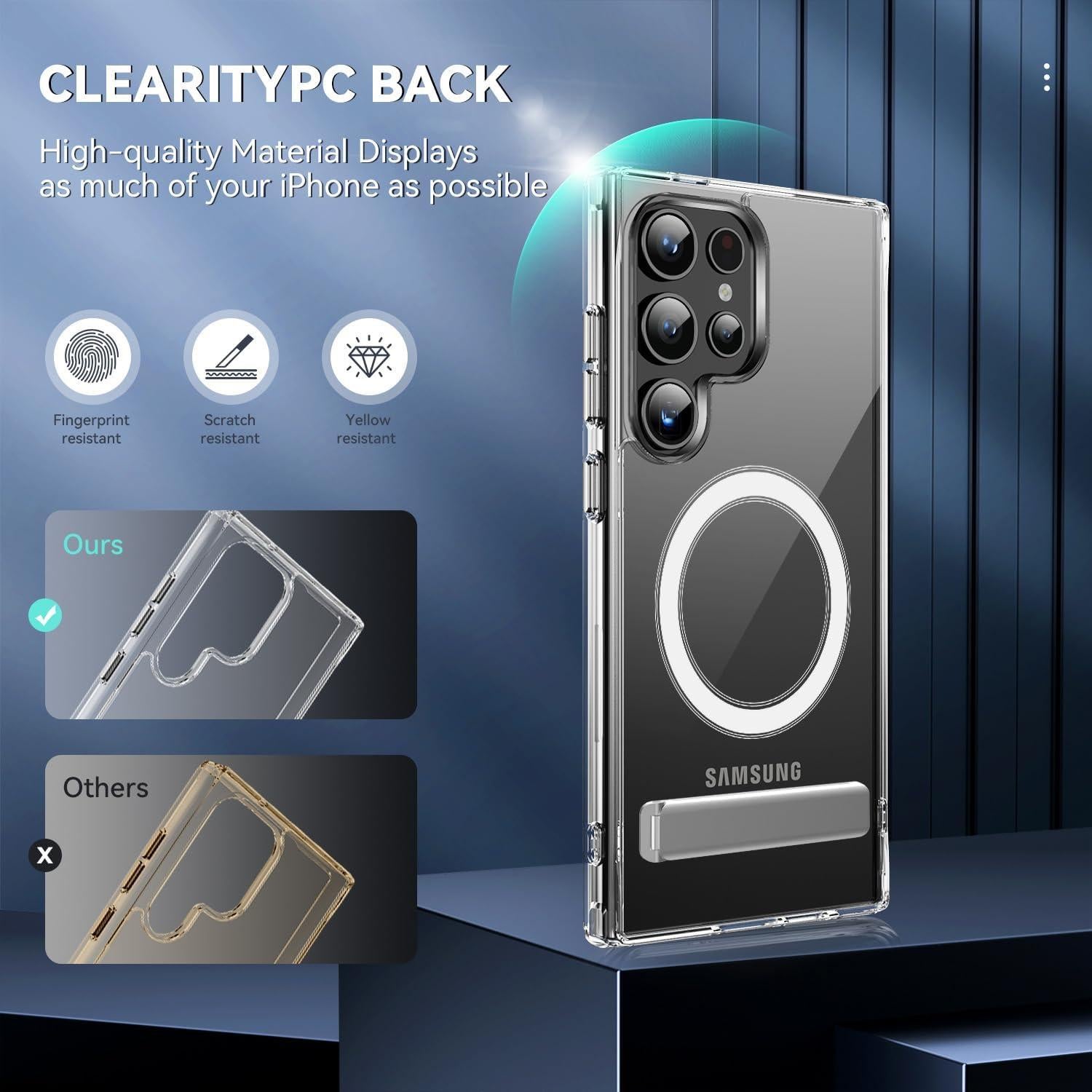 Funda Magnética Transparente Samsung Galaxy S24 Ultra con Soporte