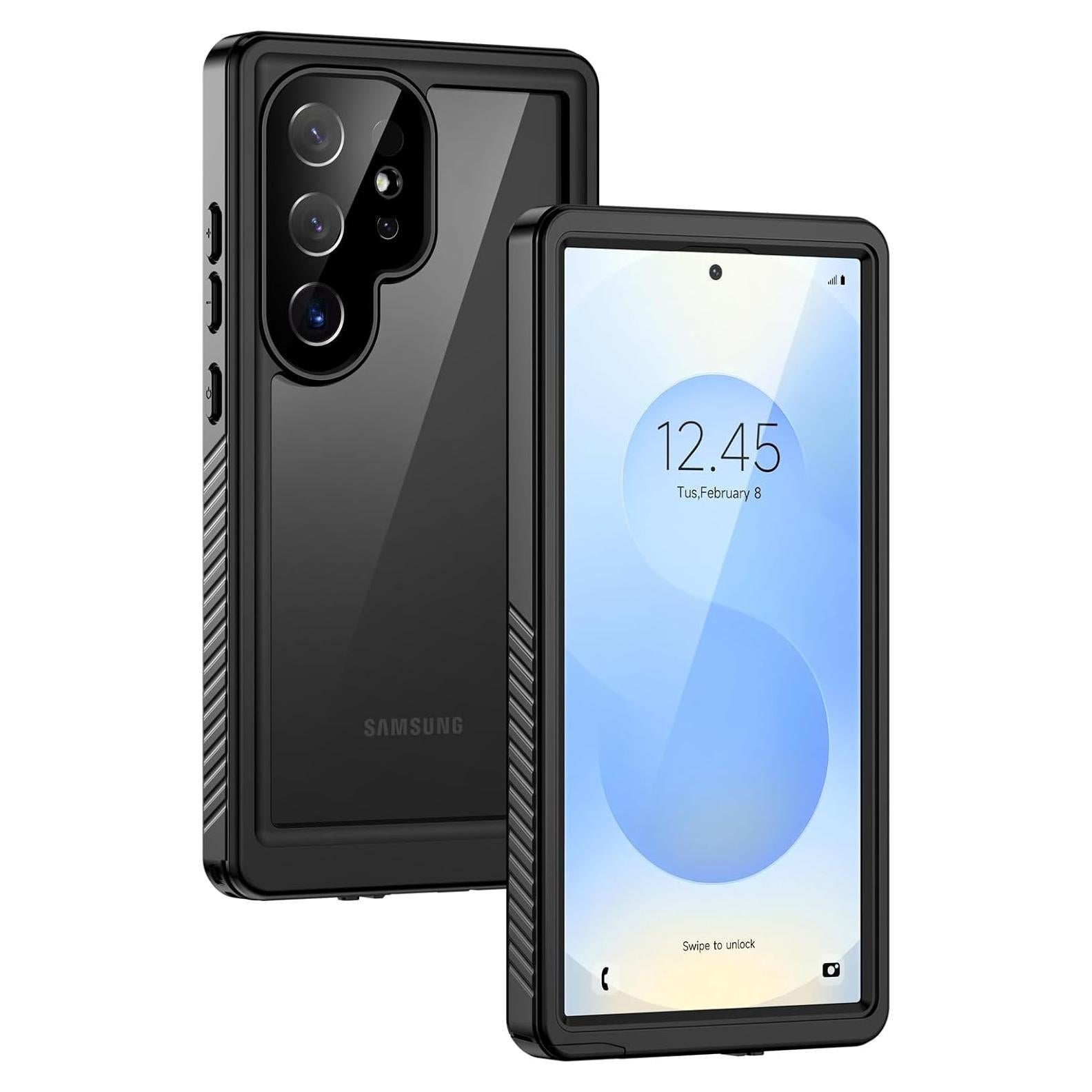 Lanhiem Case for Samsung Galaxy S24 Ultra 5G Black | IP68 Waterproof, Dustproof, Built-in Screen Protector, Rugged, Full Body, Shockproof, Protective Cover, 6.8 Inch