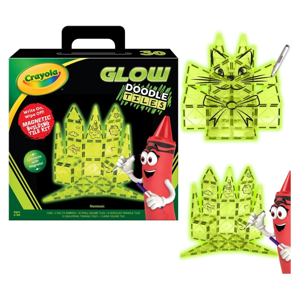 Azulejos Magnéticos Crayola Glow Doodle - Set 30 Piezas