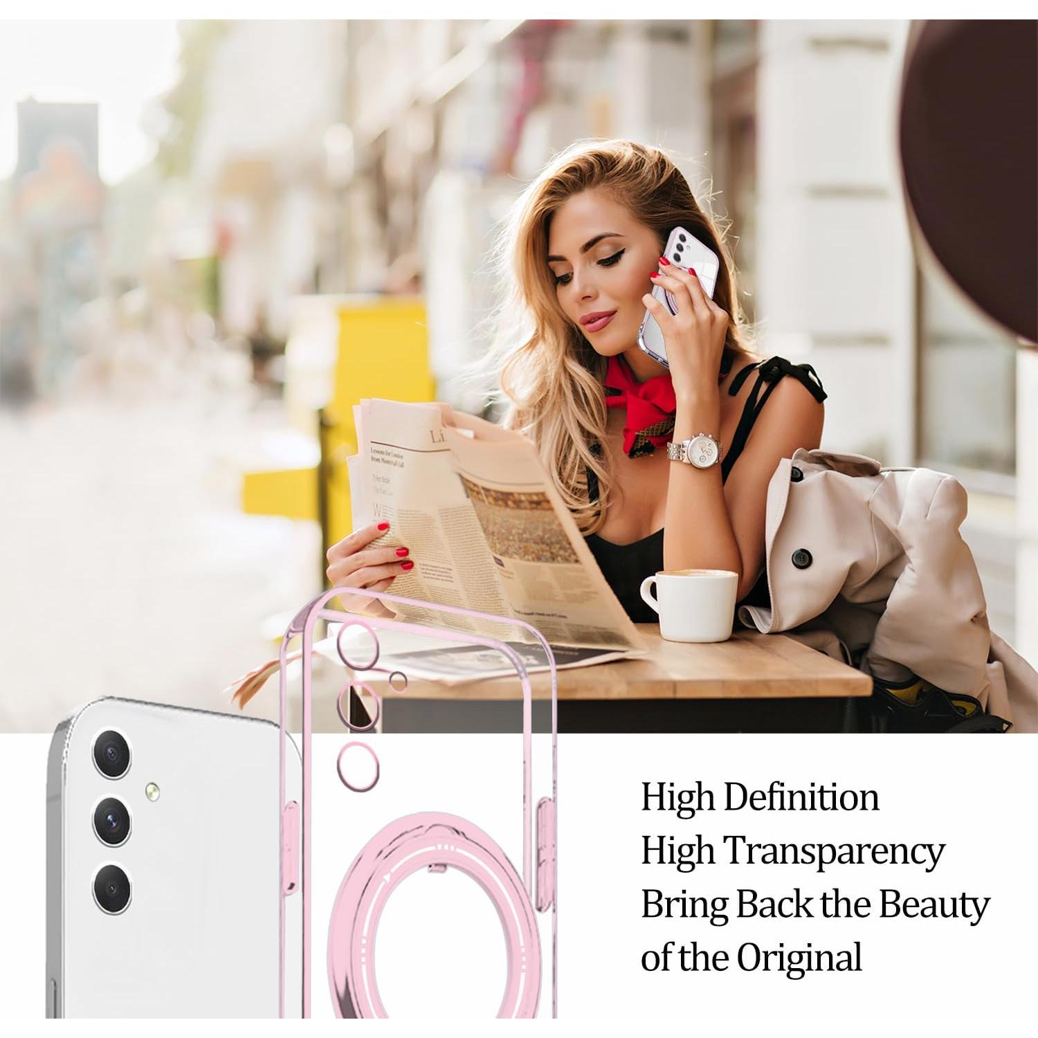 Funda Silicona Rosa para Samsung Galaxy A55 con Soporte Magnético