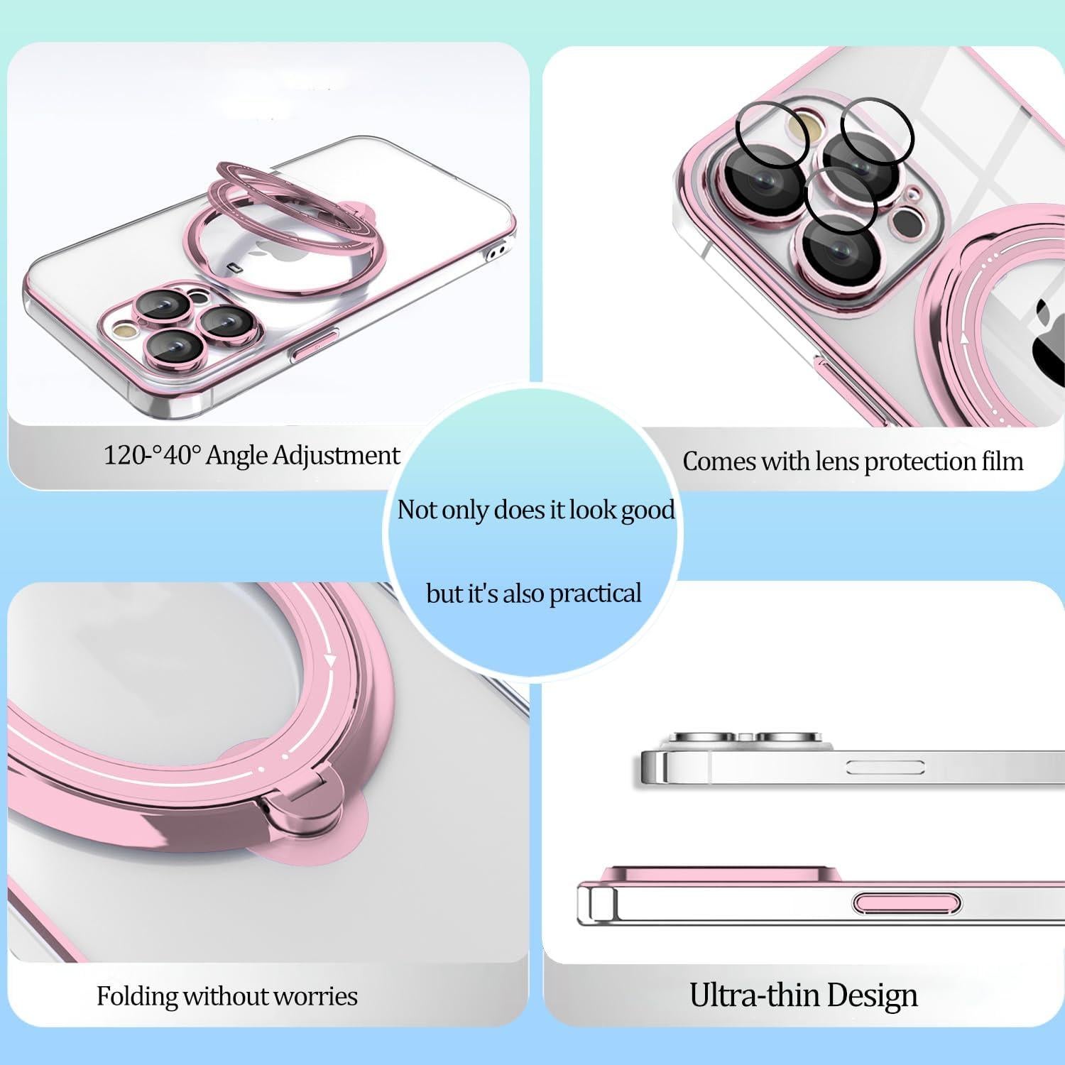 Funda Silicona Rosa para Samsung Galaxy A55 con Soporte Magnético