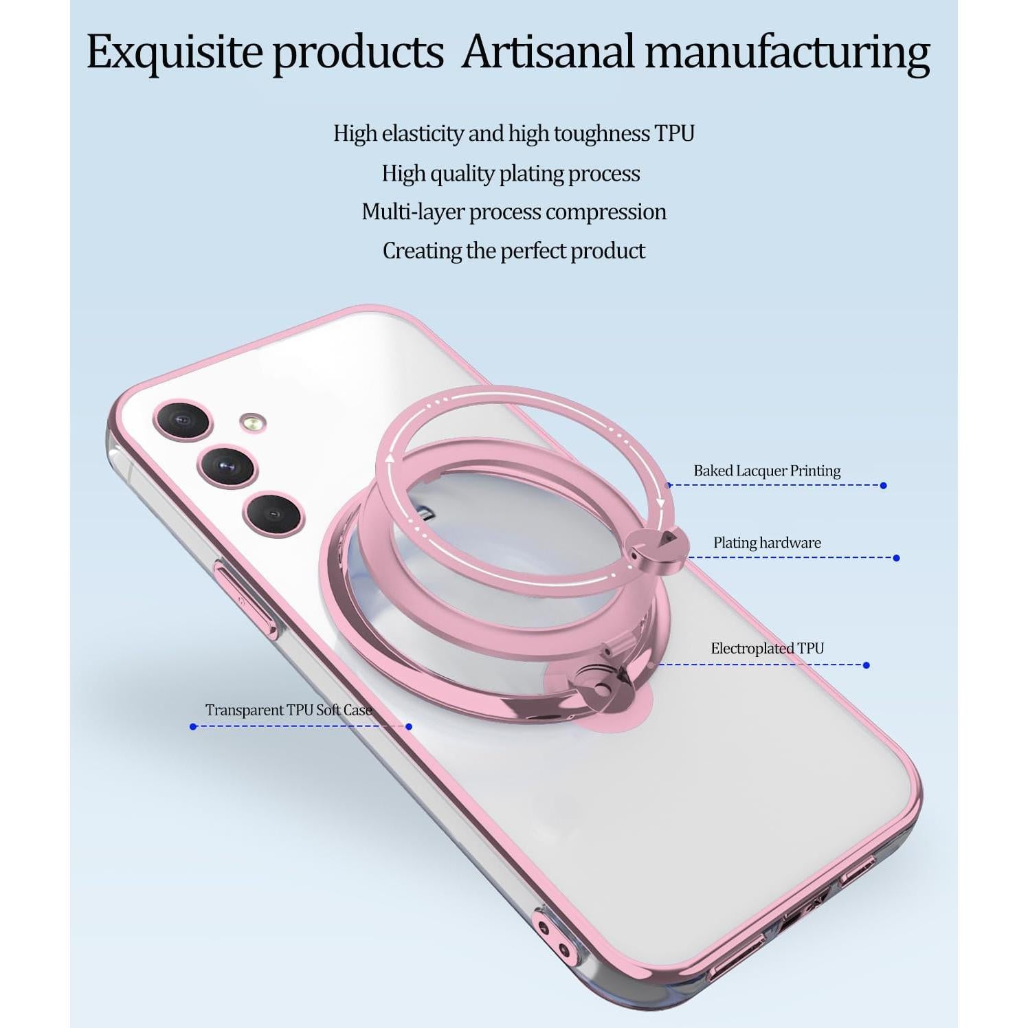 Funda Silicona Rosa para Samsung Galaxy A55 con Soporte Magnético