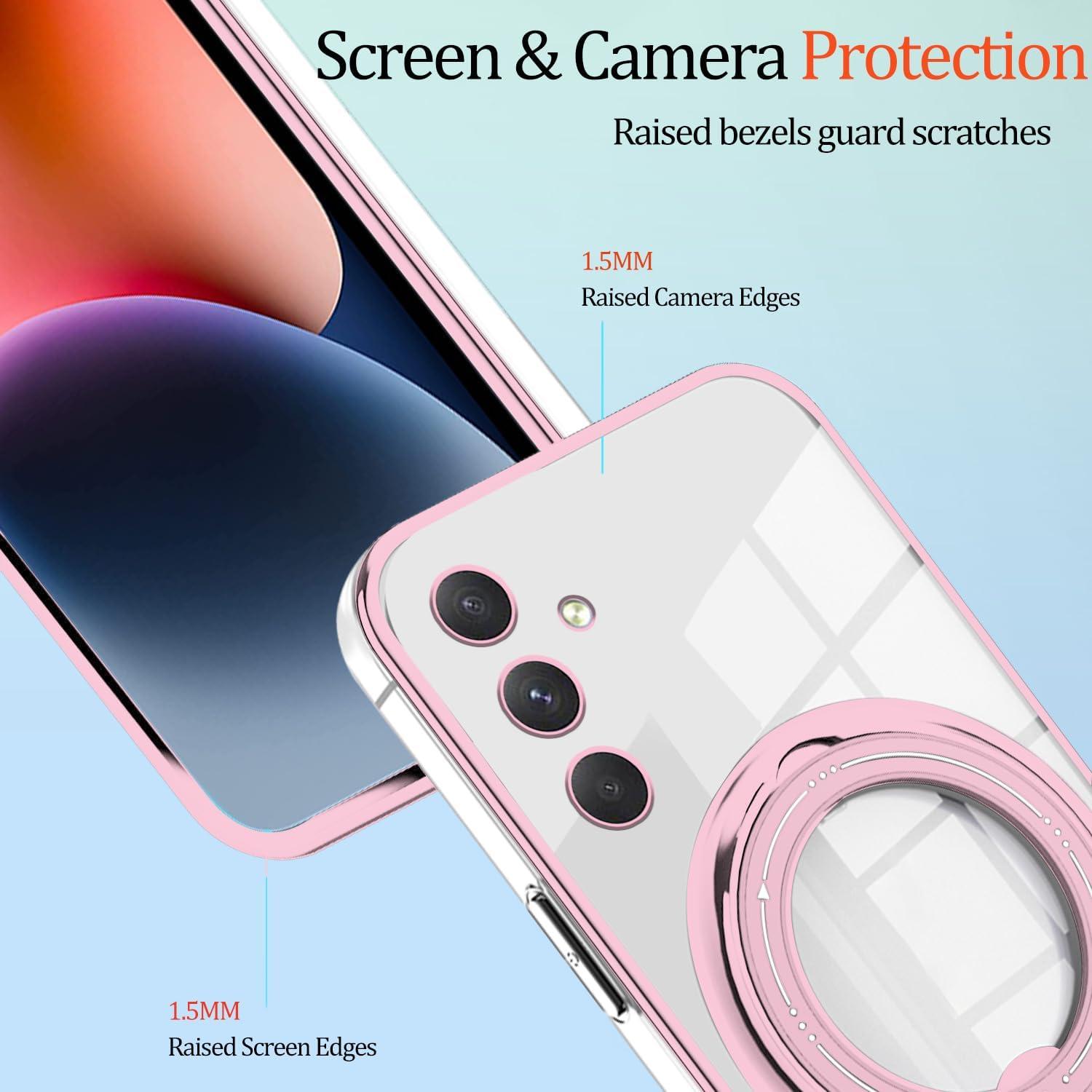 Funda Silicona Rosa para Samsung Galaxy A55 con Soporte Magnético