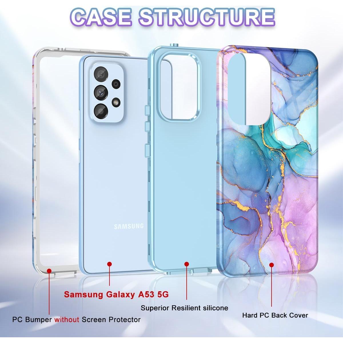 Funda Btscase para Samsung Galaxy A53 5G Patrón Mármol 3 en 1