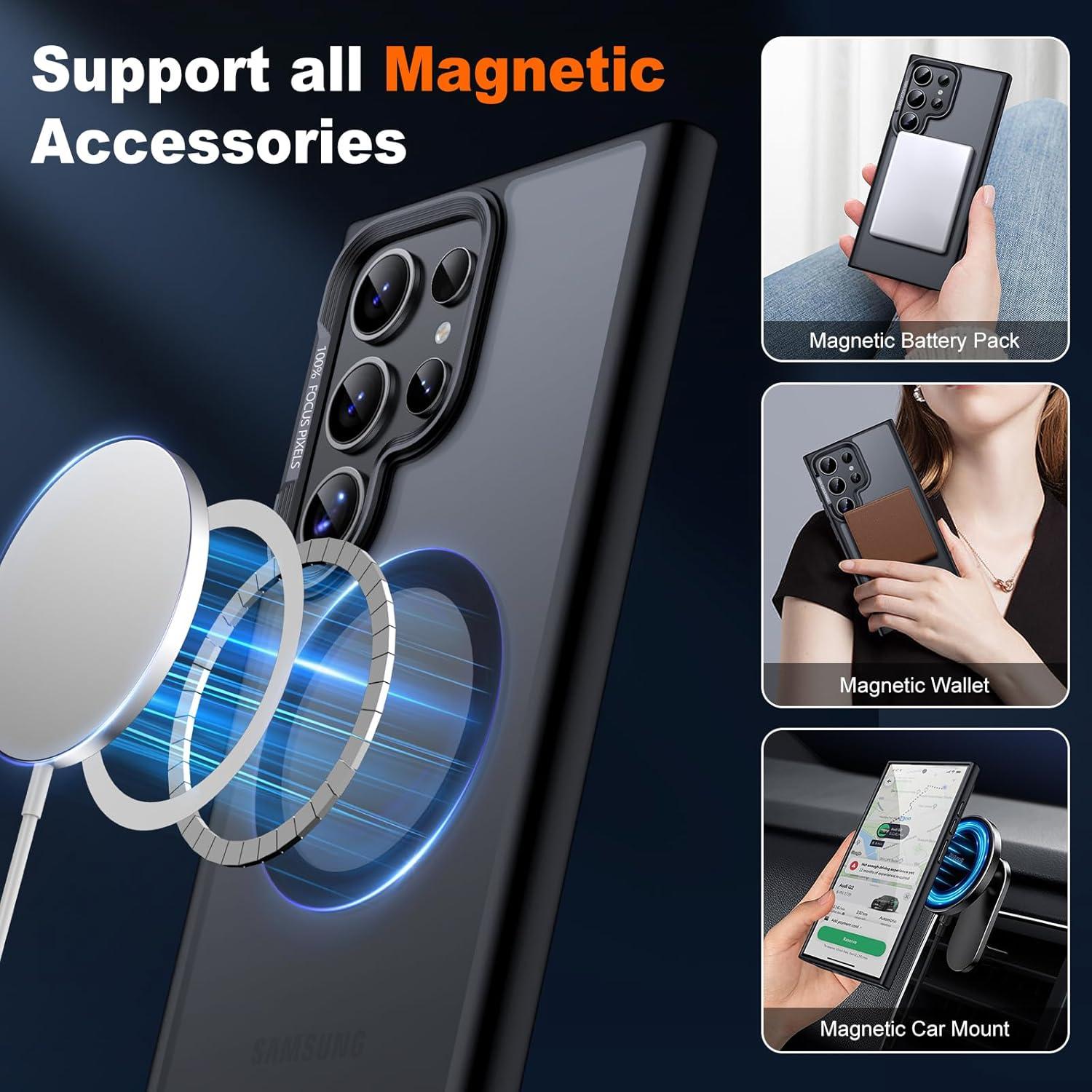 Funda JAME para Samsung Galaxy S24 Ultra, Negra Mate, Compatible con Magsafe