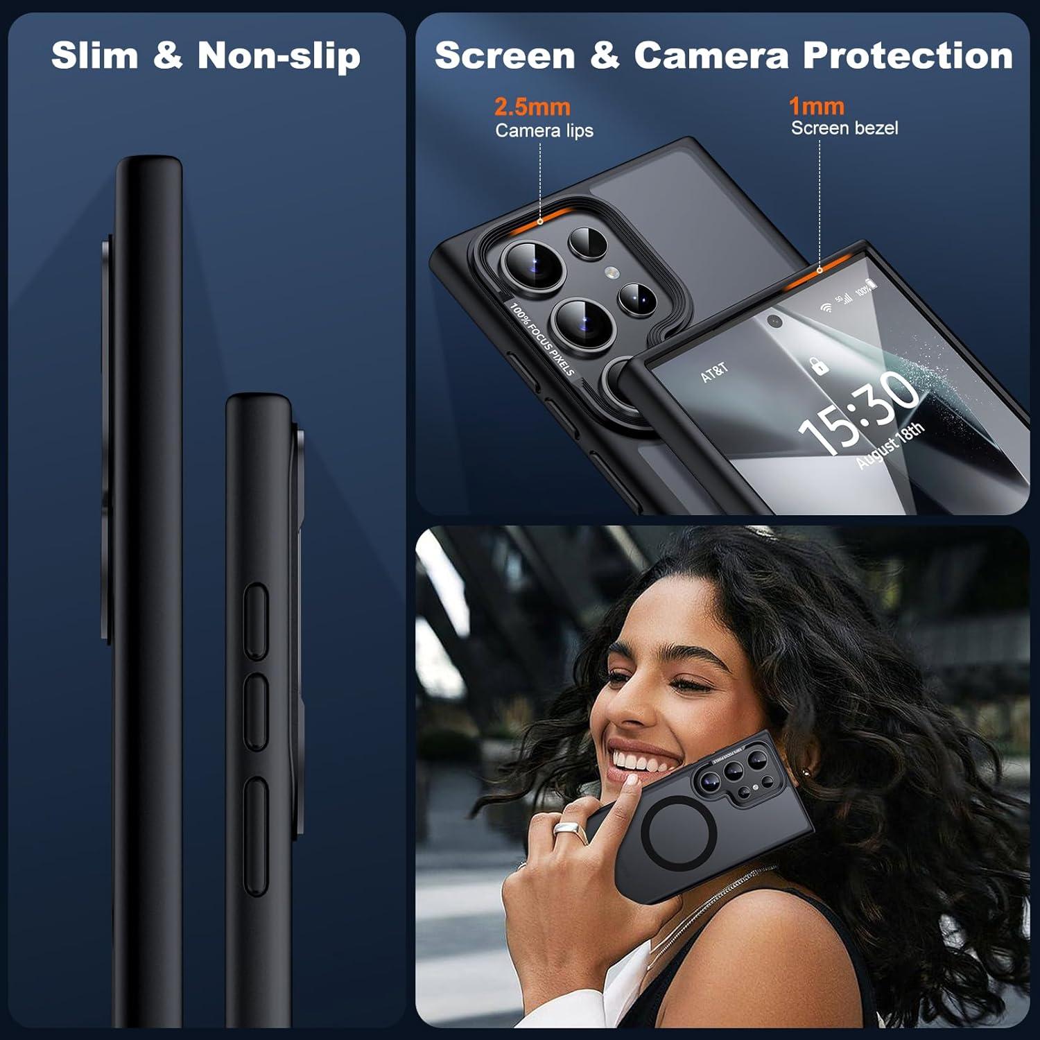 Funda JAME para Samsung Galaxy S24 Ultra, Negra Mate, Compatible con Magsafe