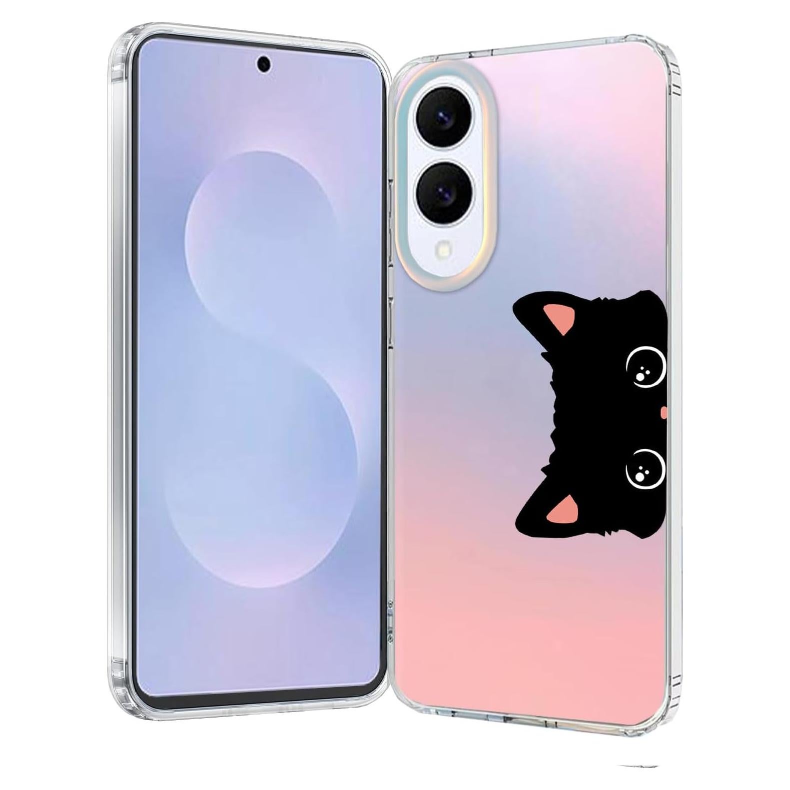 Funda Transparente Mate Ftonglogy para Samsung Galaxy S25 Edge - Diseño Floral Orejas de Gato