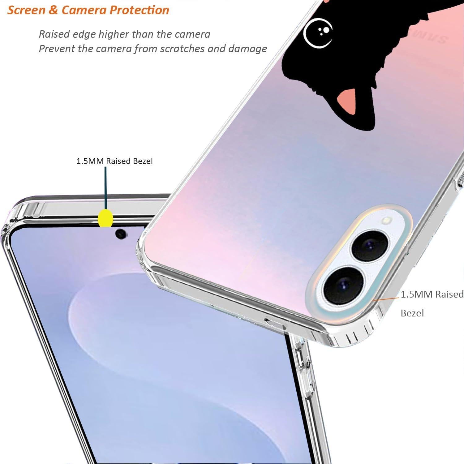 Funda Transparente Mate Ftonglogy para Samsung Galaxy S25 Edge - Diseño Floral Orejas de Gato