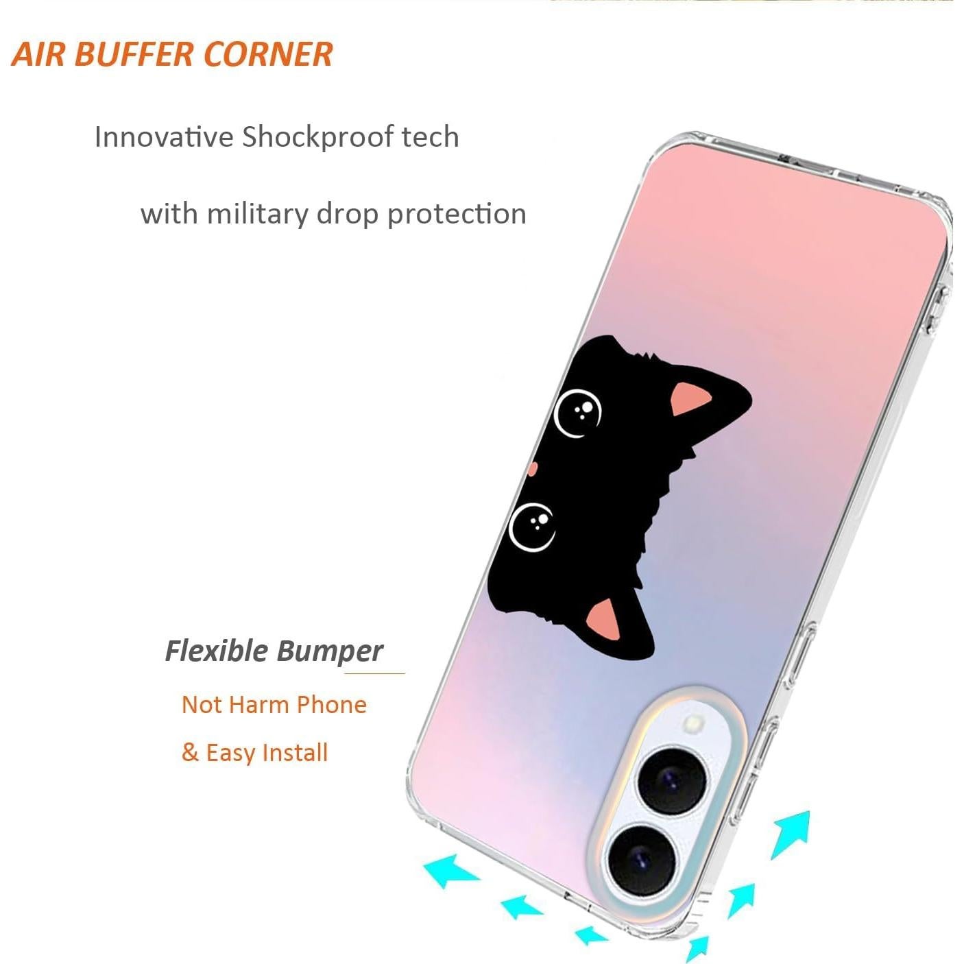 Funda Transparente Mate Ftonglogy para Samsung Galaxy S25 Edge - Diseño Floral Orejas de Gato