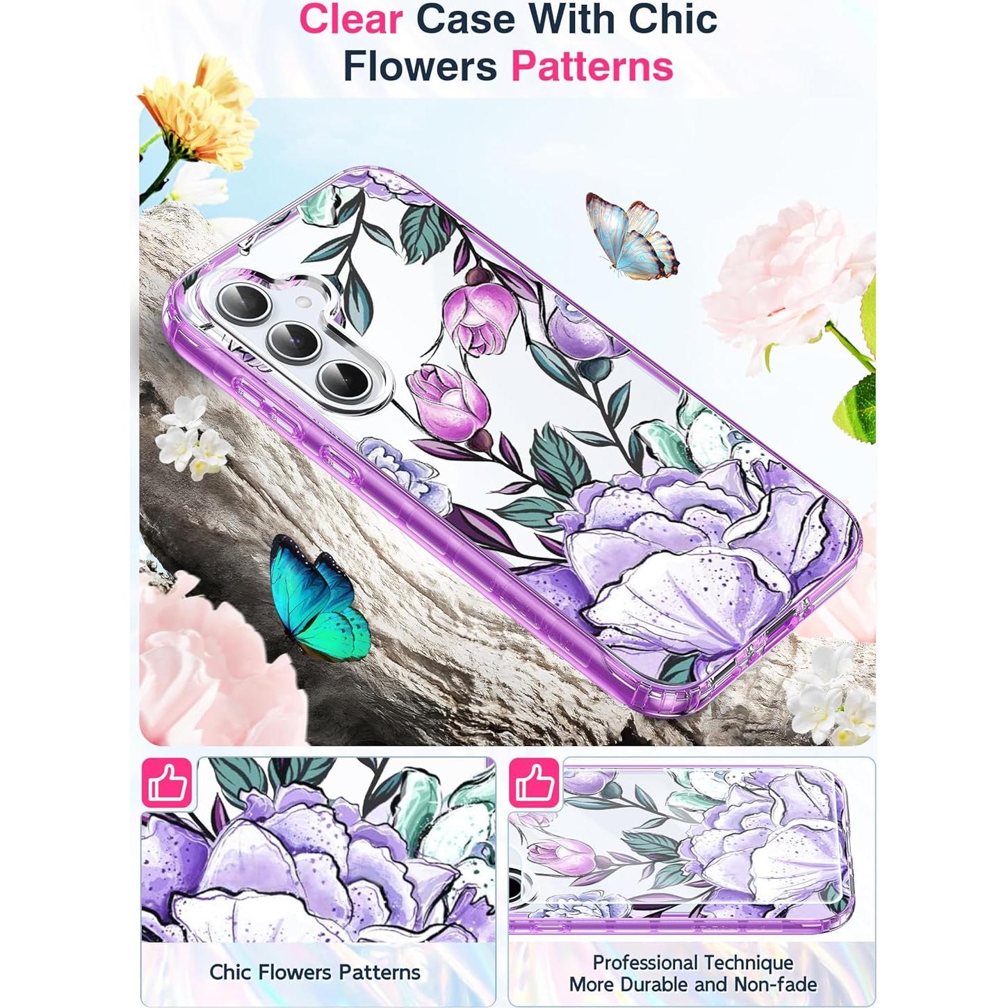 Funda LeYi para Samsung Galaxy A35 5G con Protector 9H Púrpura