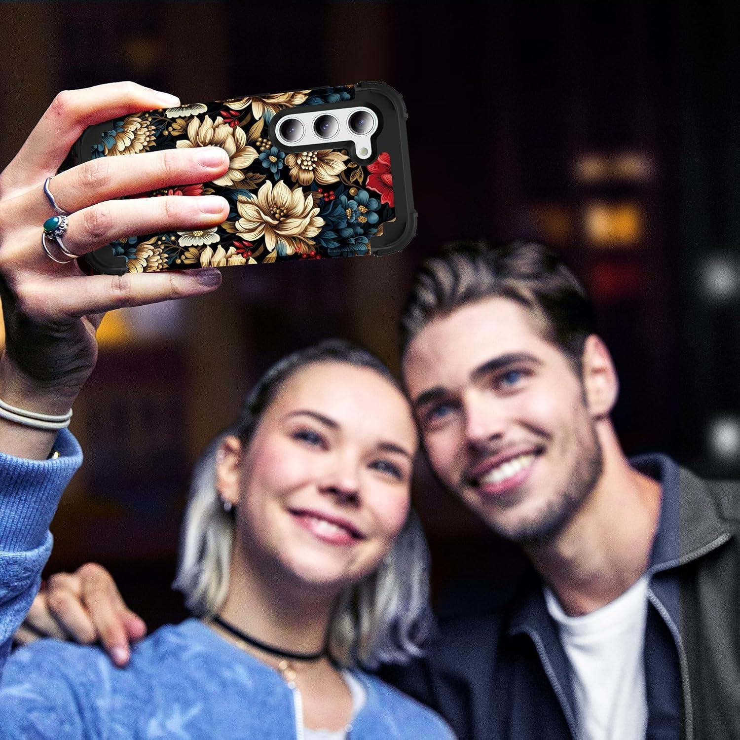 Funda 3 en 1 SleekCover para Galaxy S23 Plus Floral Negra