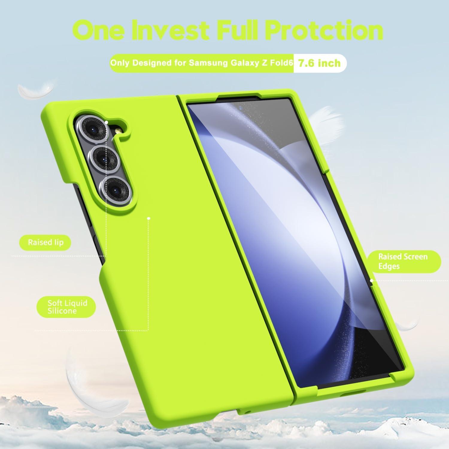 Funda de Silicona Líquida oakxco para Samsung Galaxy Z Fold 6 - Amarillo Neón