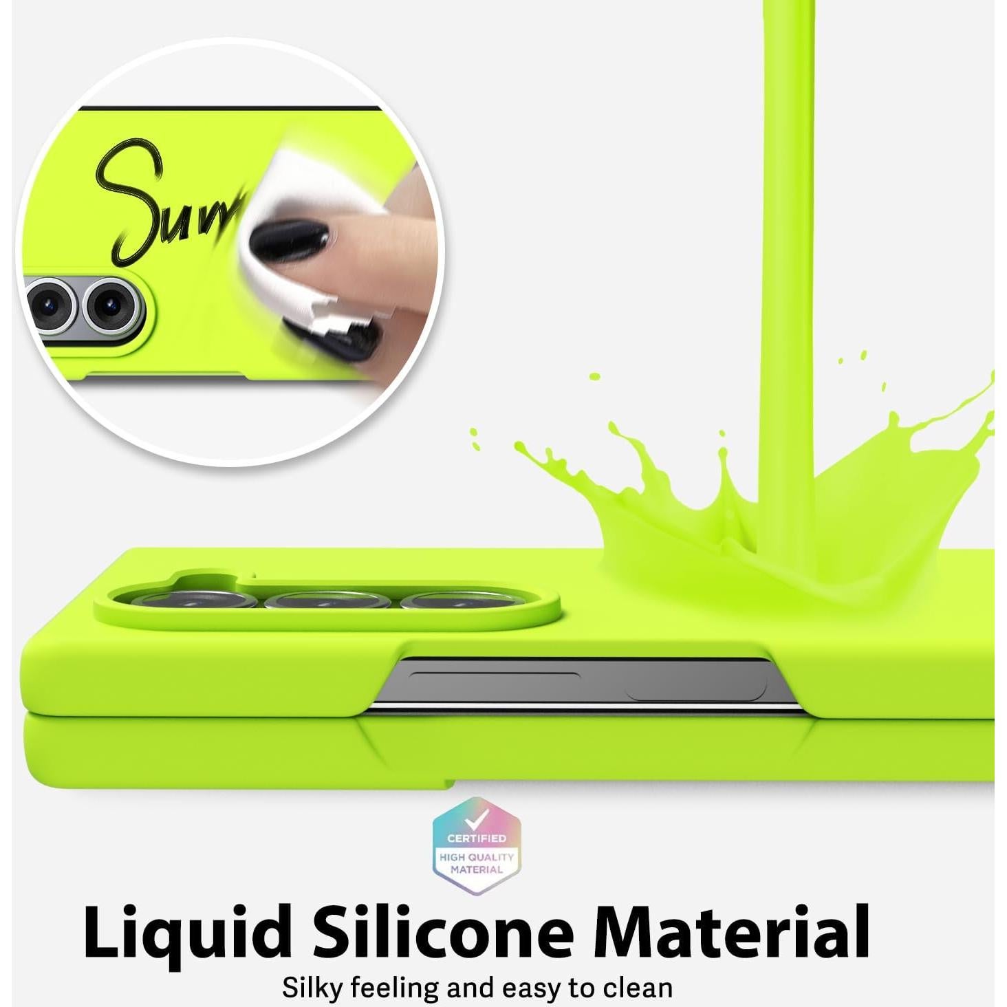 Funda de Silicona Líquida oakxco para Samsung Galaxy Z Fold 6 - Amarillo Neón