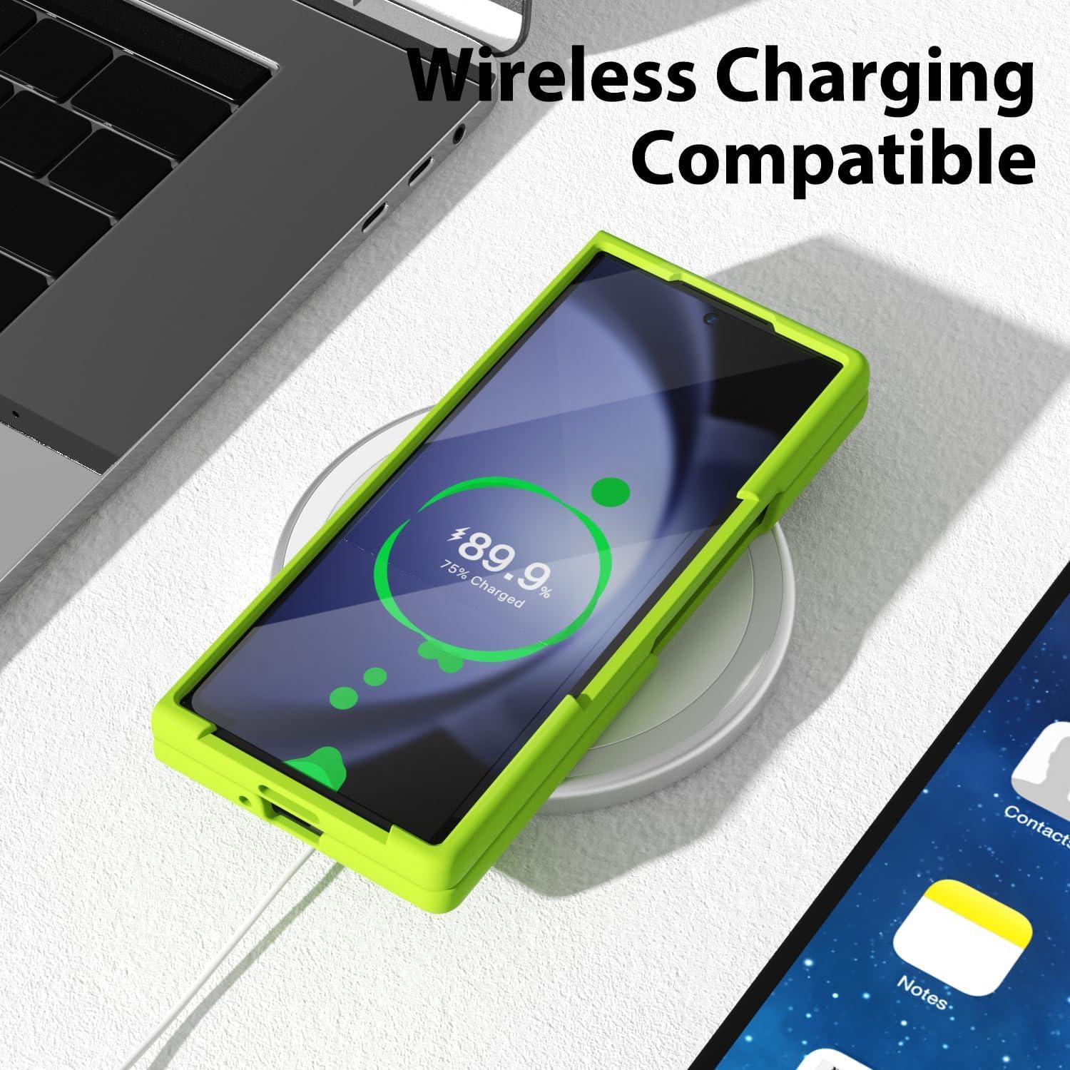 Funda de Silicona Líquida oakxco para Samsung Galaxy Z Fold 6 - Amarillo Neón