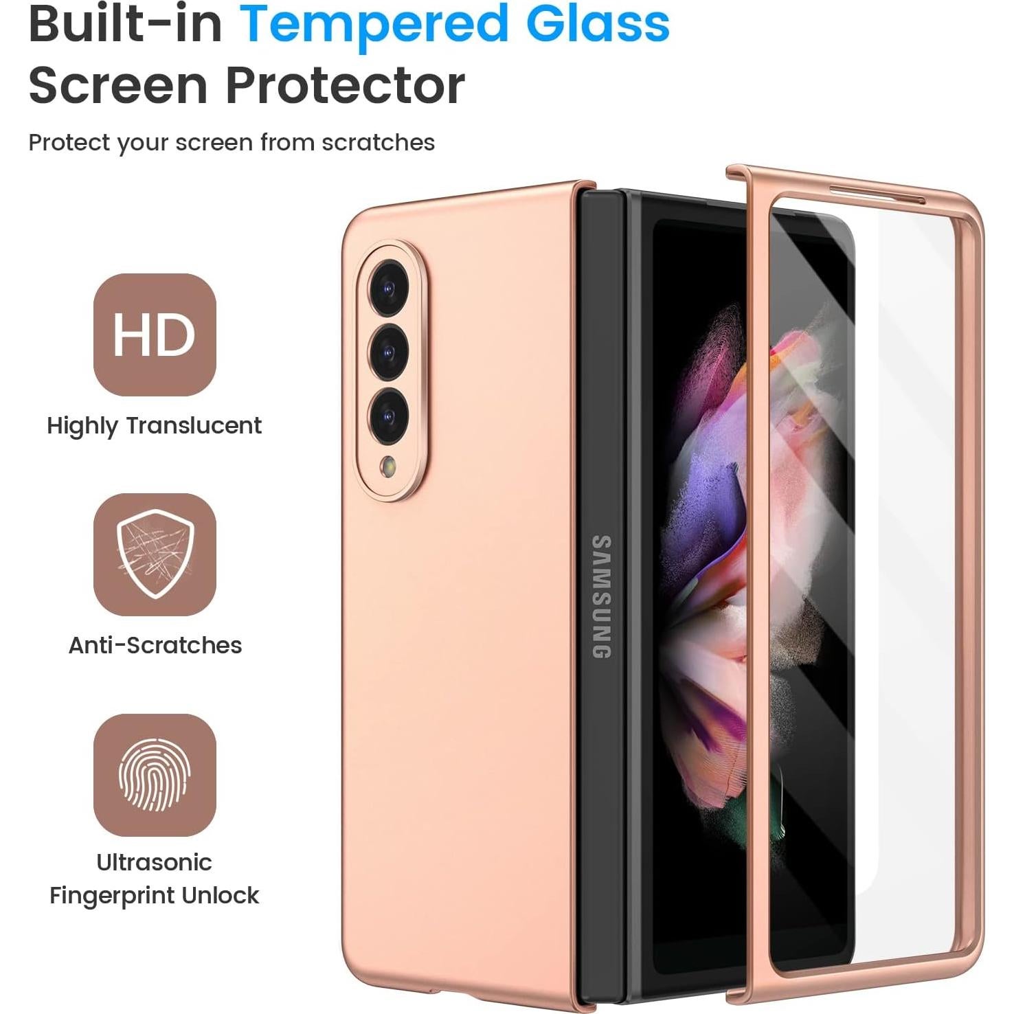 Funda Ruky para Galaxy Z Fold 3 con Protector de Pantalla - Oro