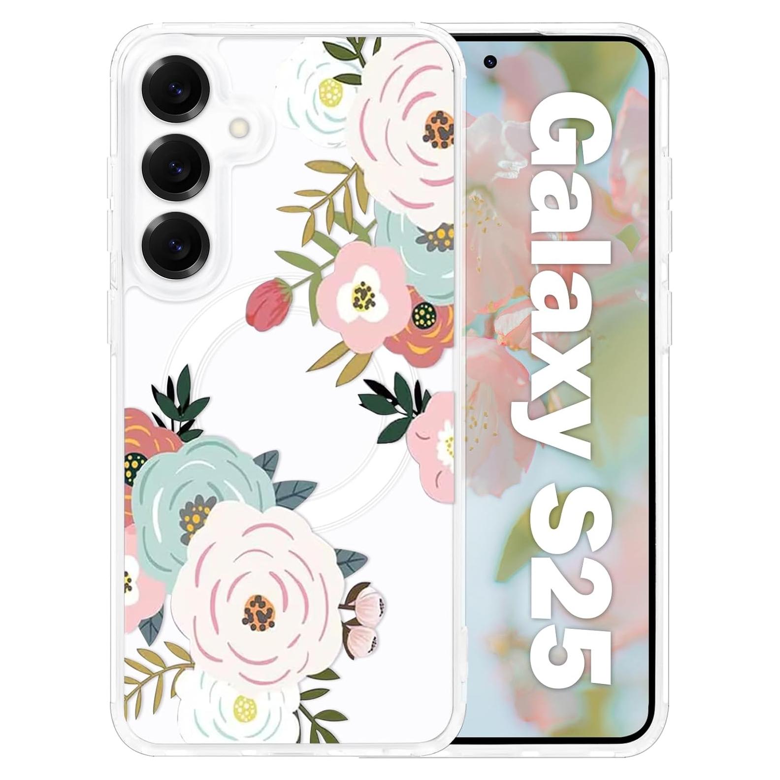Funda Floral Transparente Tcaraersing para Samsung Galaxy S25