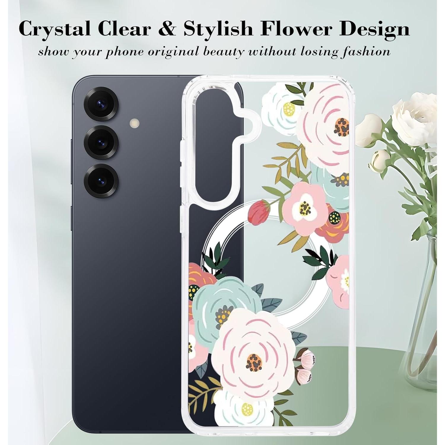 Funda Floral Transparente Tcaraersing para Samsung Galaxy S25
