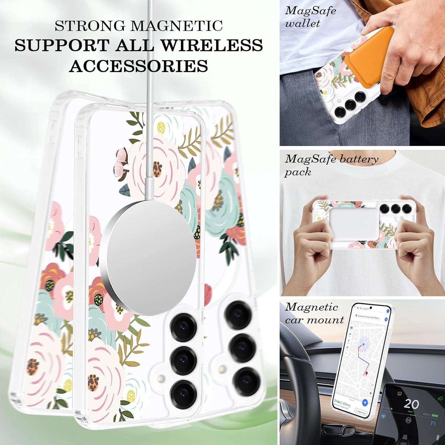 Funda Floral Transparente Tcaraersing para Samsung Galaxy S25