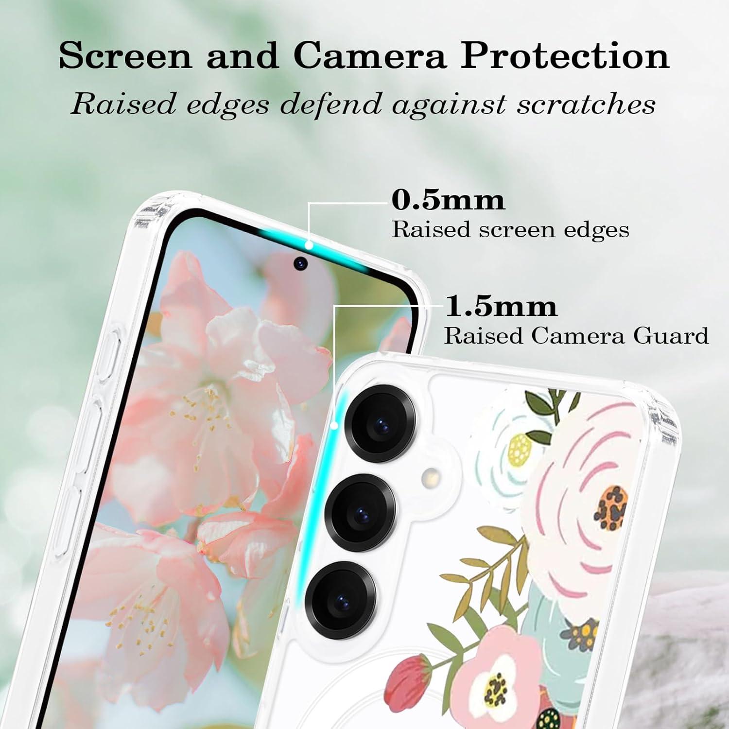 Funda Floral Transparente Tcaraersing para Samsung Galaxy S25