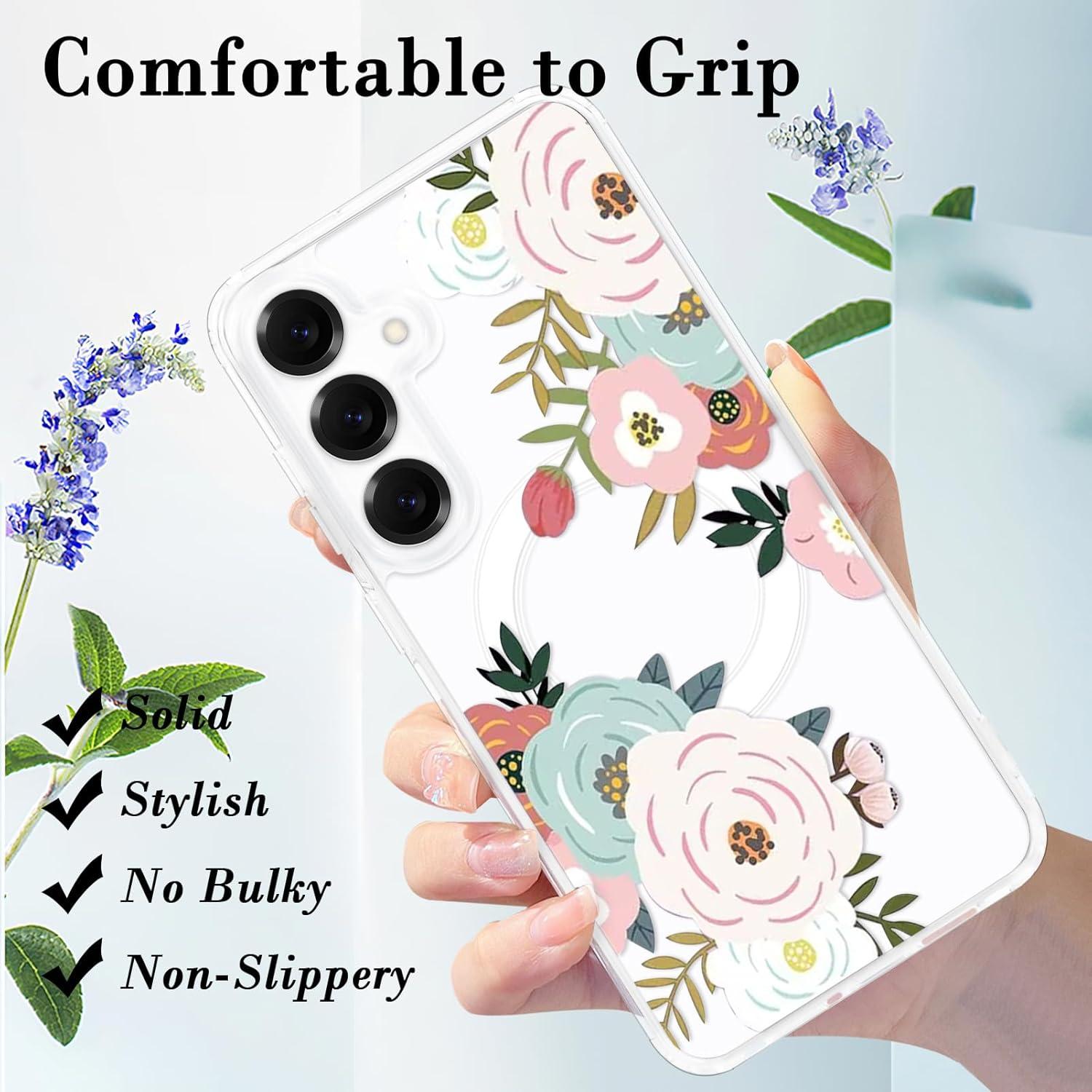 Funda Floral Transparente Tcaraersing para Samsung Galaxy S25