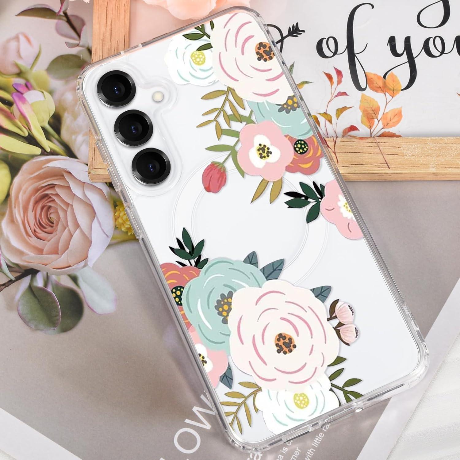 Funda Floral Transparente Tcaraersing para Samsung Galaxy S25