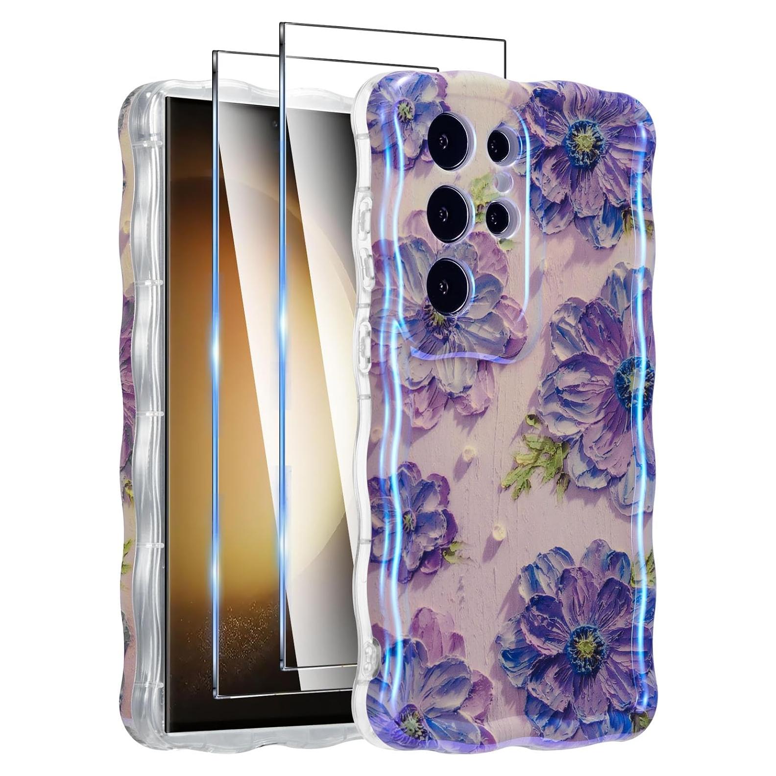 Funda EYZUTAK para Samsung Galaxy S24 Ultra - TPU Púrpura con Flores
