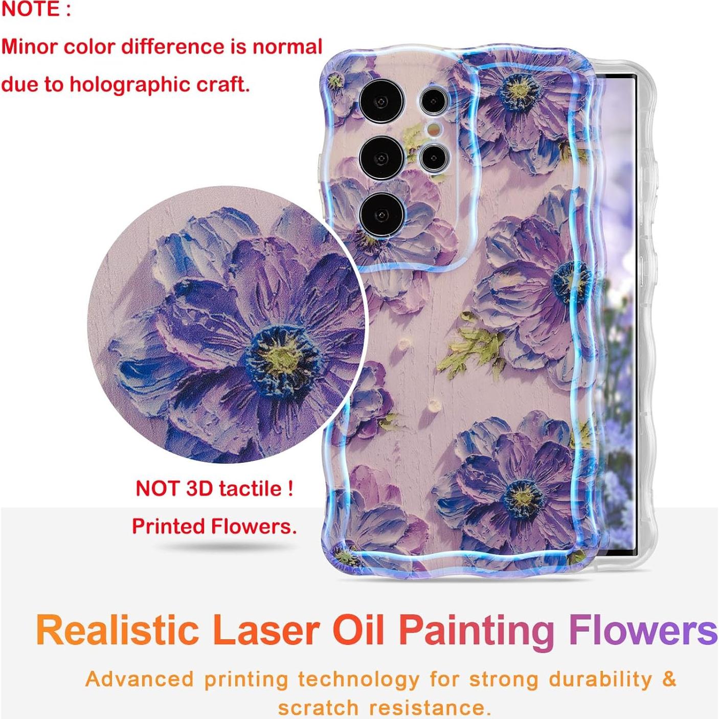 Funda EYZUTAK para Samsung Galaxy S24 Ultra - TPU Púrpura con Flores