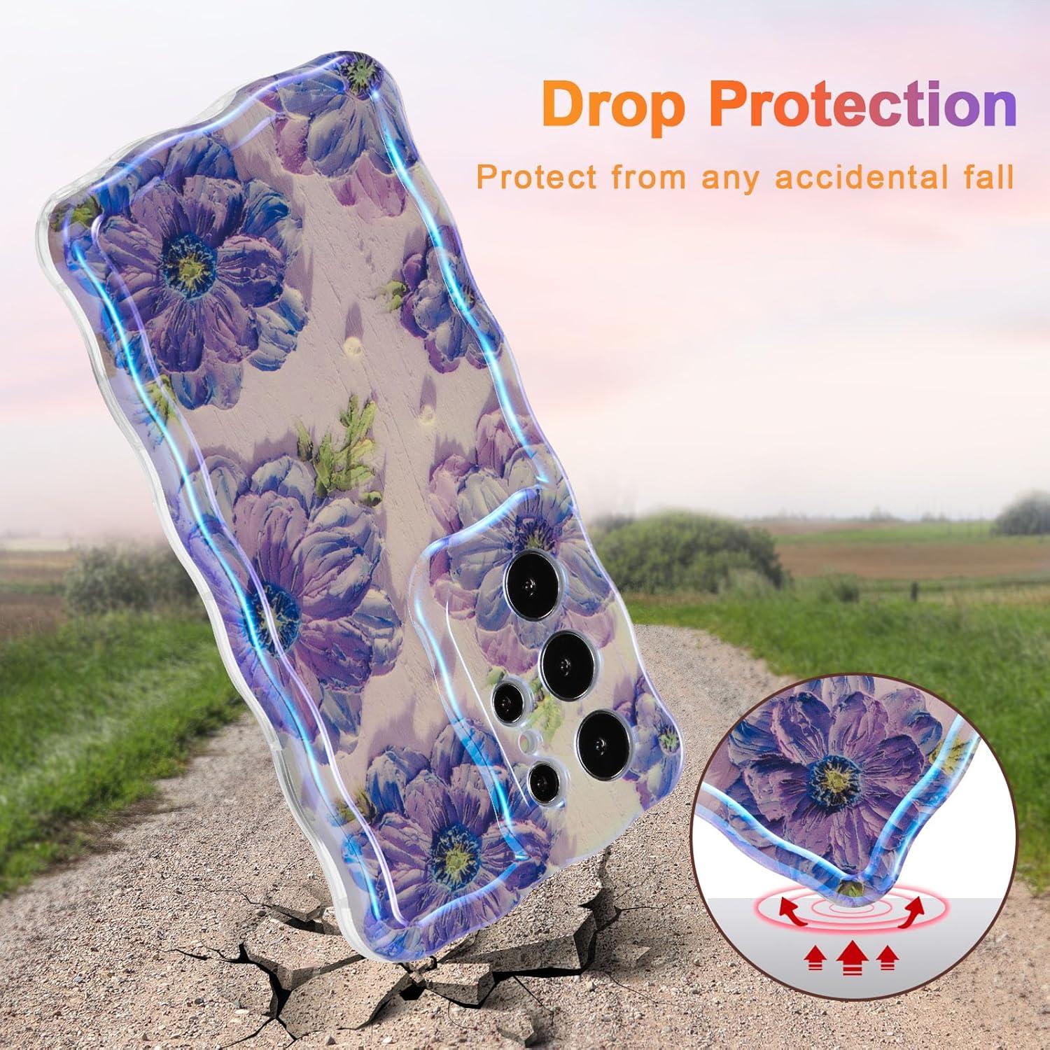 Funda EYZUTAK para Samsung Galaxy S24 Ultra - TPU Púrpura con Flores