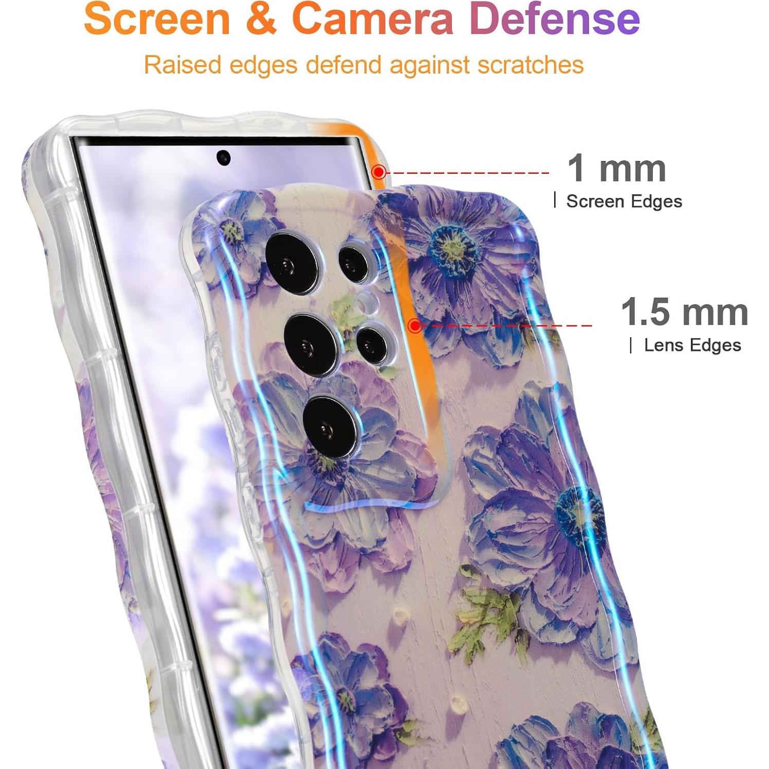 Funda EYZUTAK para Samsung Galaxy S24 Ultra - TPU Púrpura con Flores