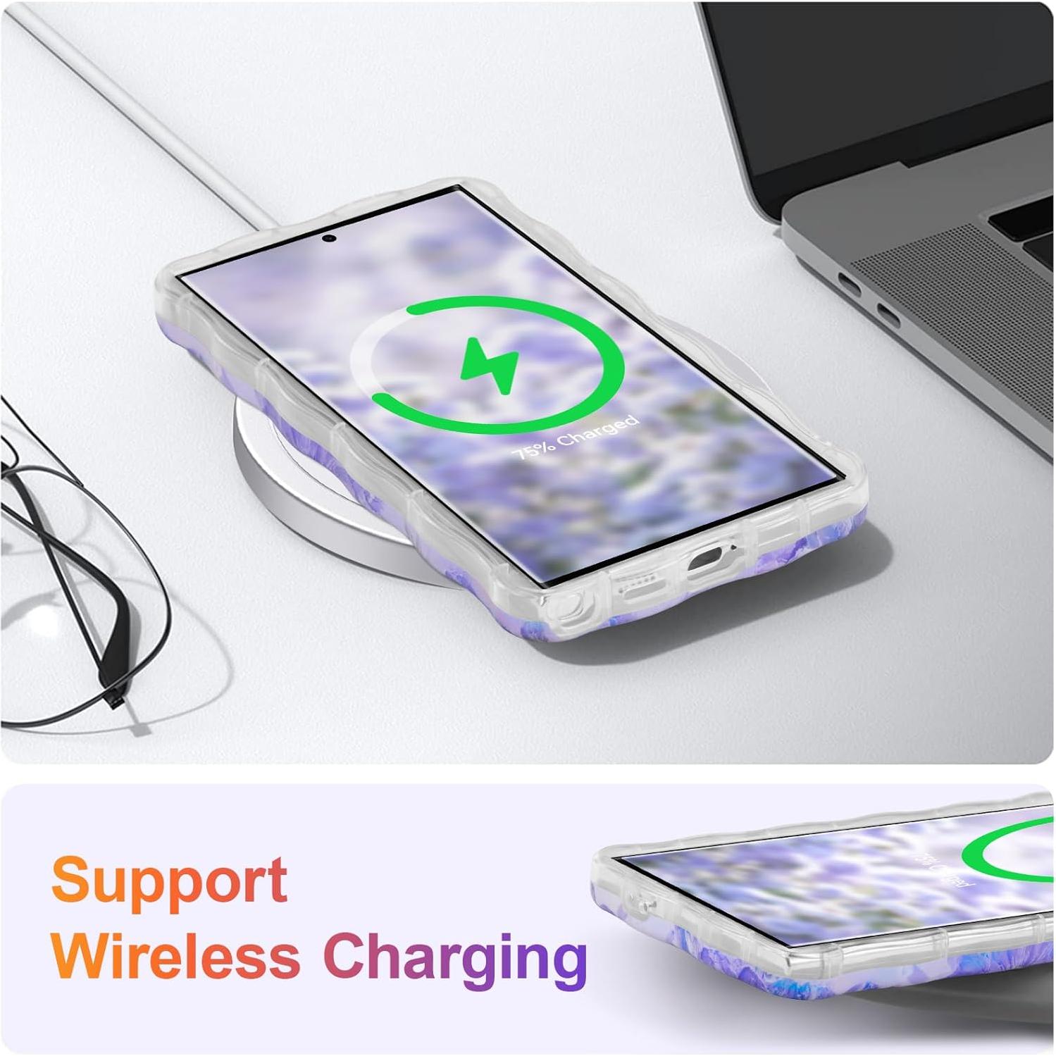 Funda EYZUTAK para Samsung Galaxy S24 Ultra - TPU Púrpura con Flores