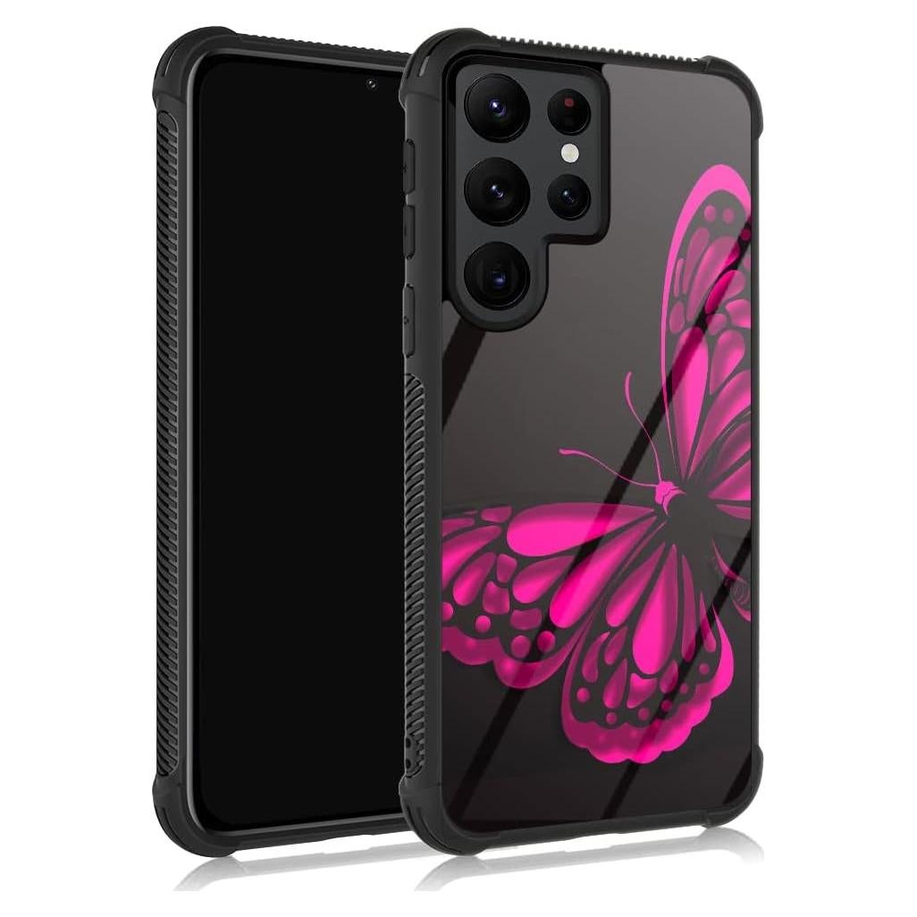 Funda Protectora TPU Samsung Galaxy S22 Ultra Mariposa Rosa