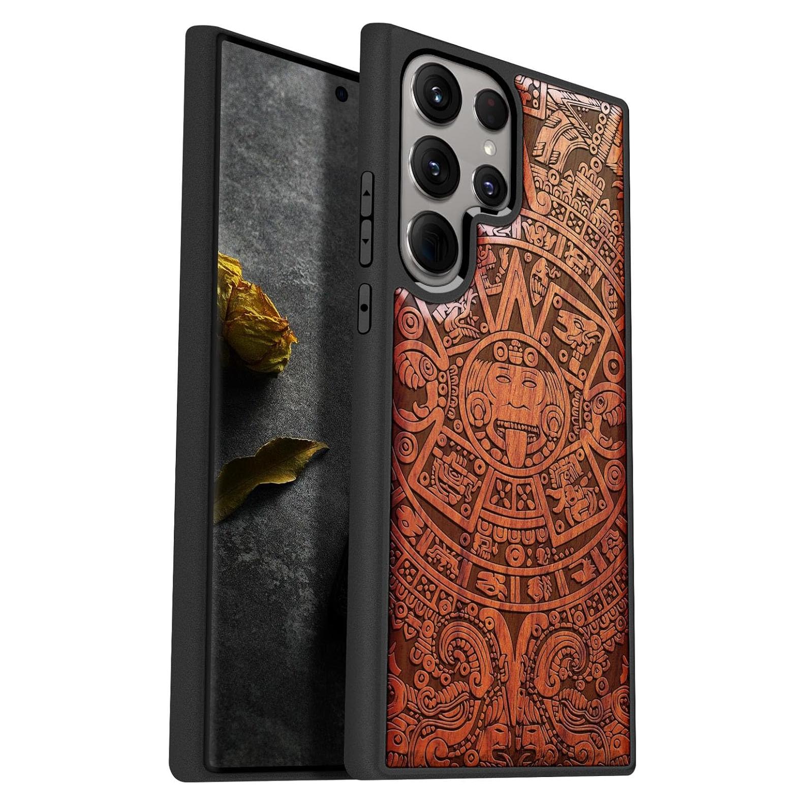 Funda de Madera Carveit para Galaxy S24 Ultra - Calendario Maya