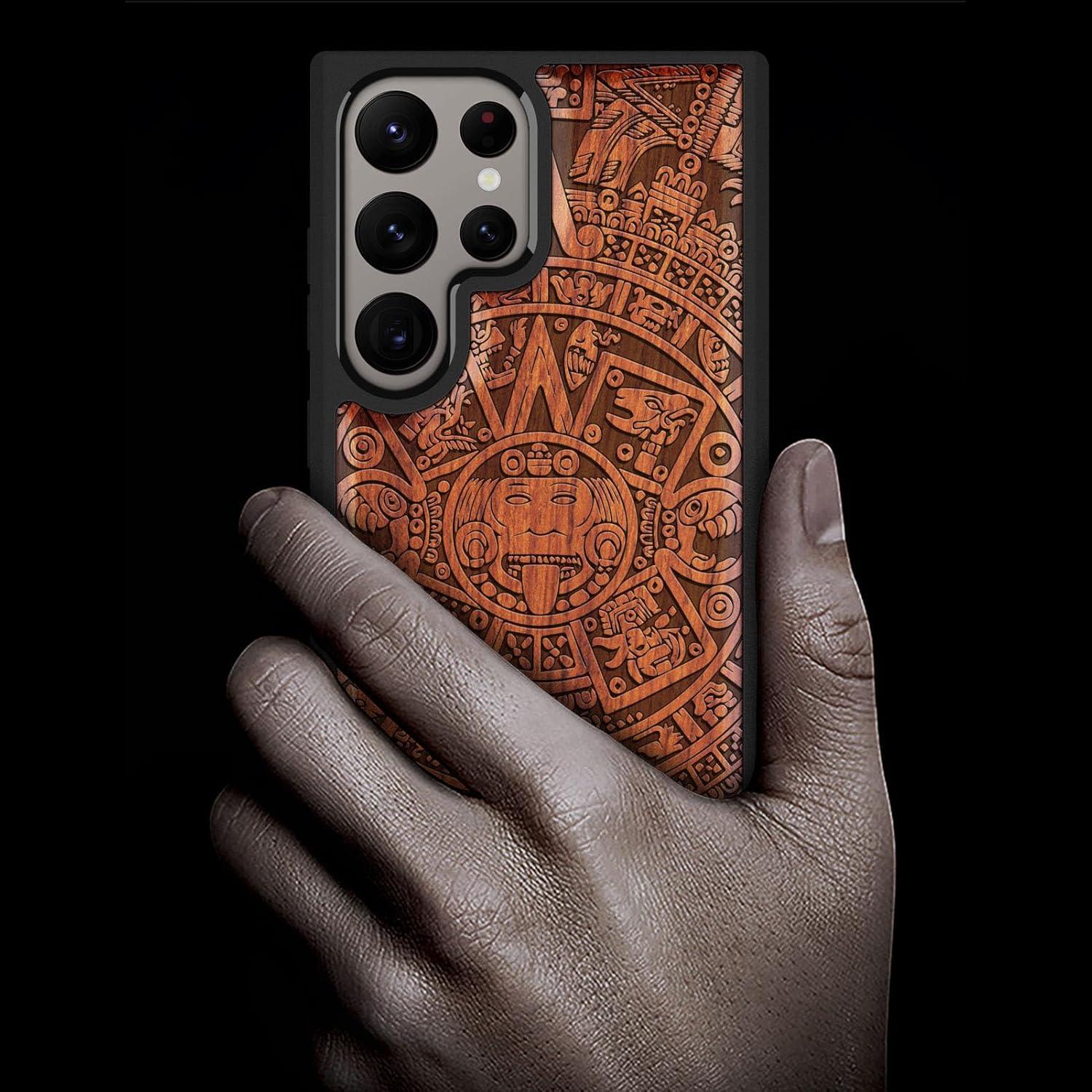 Funda de Madera Carveit para Galaxy S24 Ultra - Calendario Maya