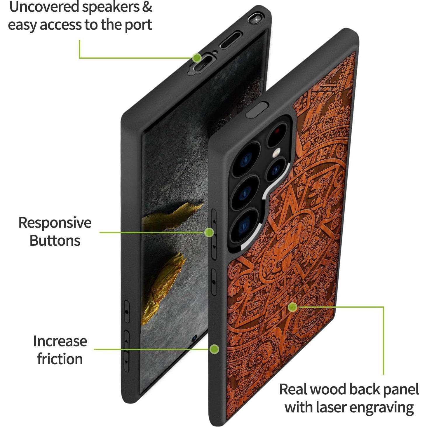 Funda de Madera Carveit para Galaxy S24 Ultra - Calendario Maya