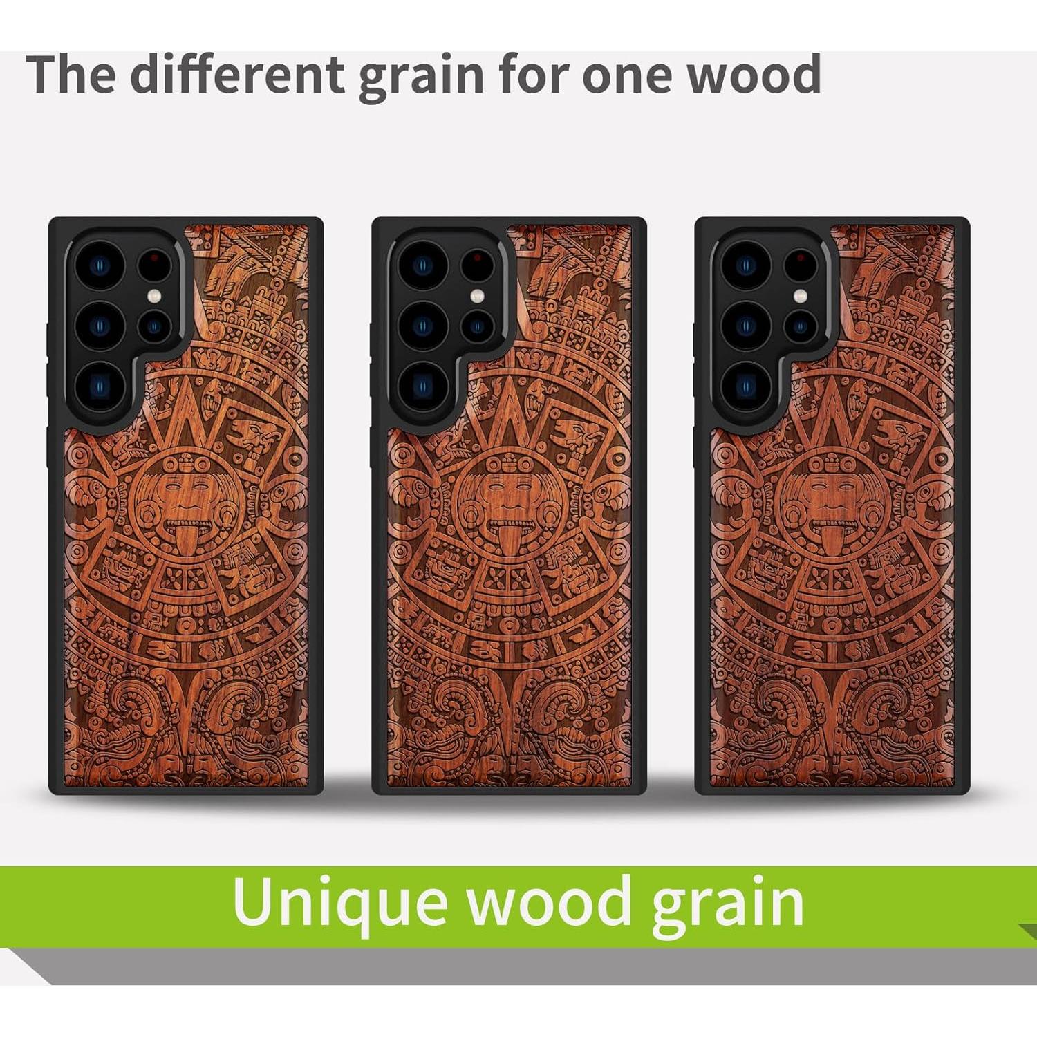 Funda de Madera Carveit para Galaxy S24 Ultra - Calendario Maya
