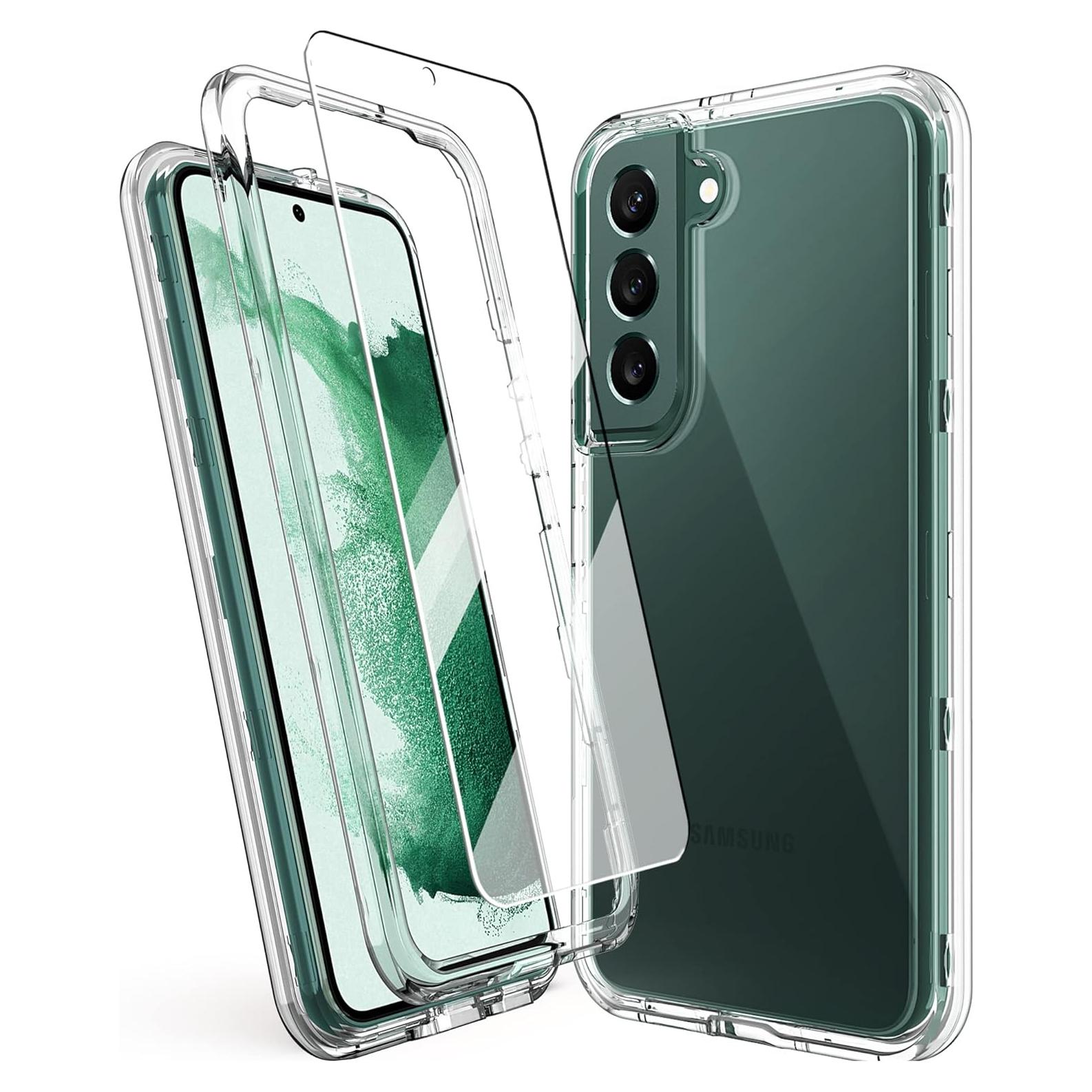 Funda KIOMY Transparente 3 Capas para Samsung Galaxy S22 + 2 Protectores