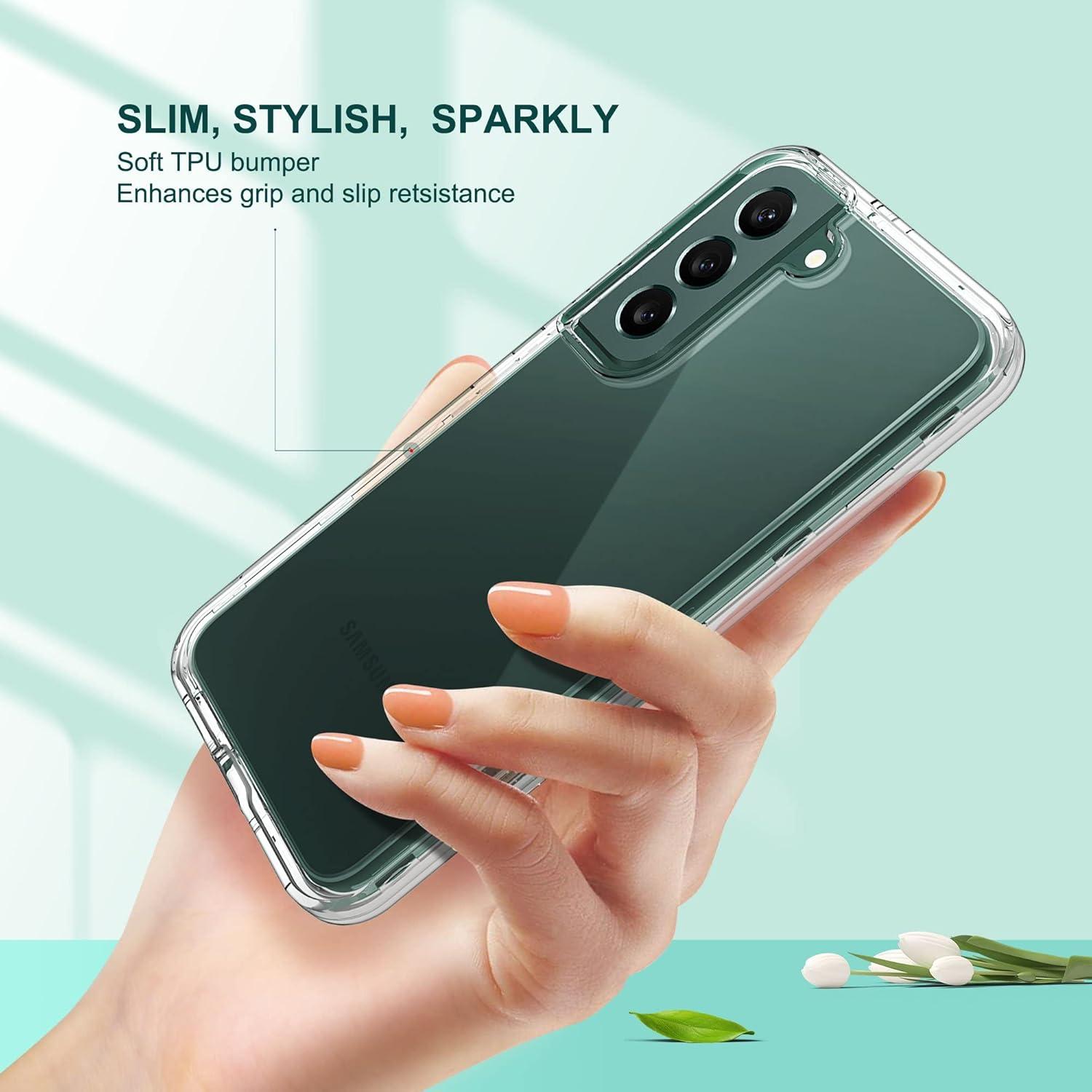 Funda KIOMY Transparente 3 Capas para Samsung Galaxy S22 + 2 Protectores