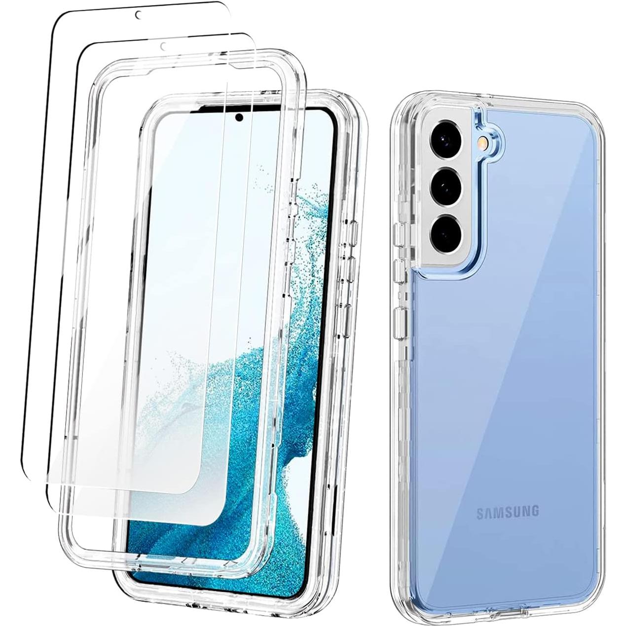 Funda KIOMY Transparente 3 Capas para Samsung Galaxy S22 + 2 Protectores