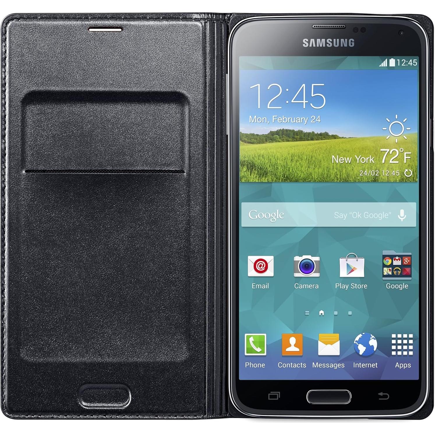 Funda Flip Cartera Samsung Galaxy S5 Negra con Bolsillo