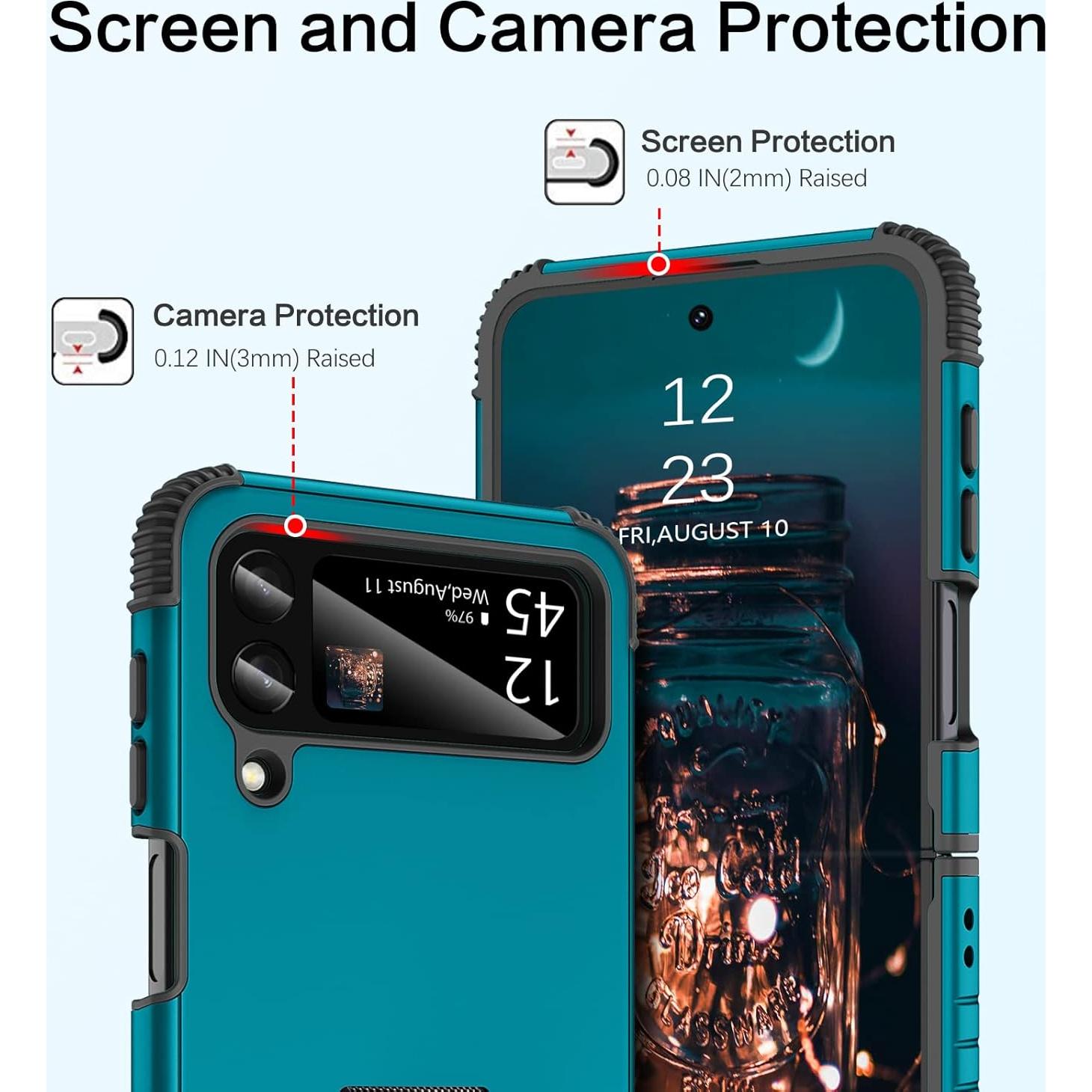 Funda BENTOBEN para Galaxy Z Flip 3 - Resistente y Delgada, Azul