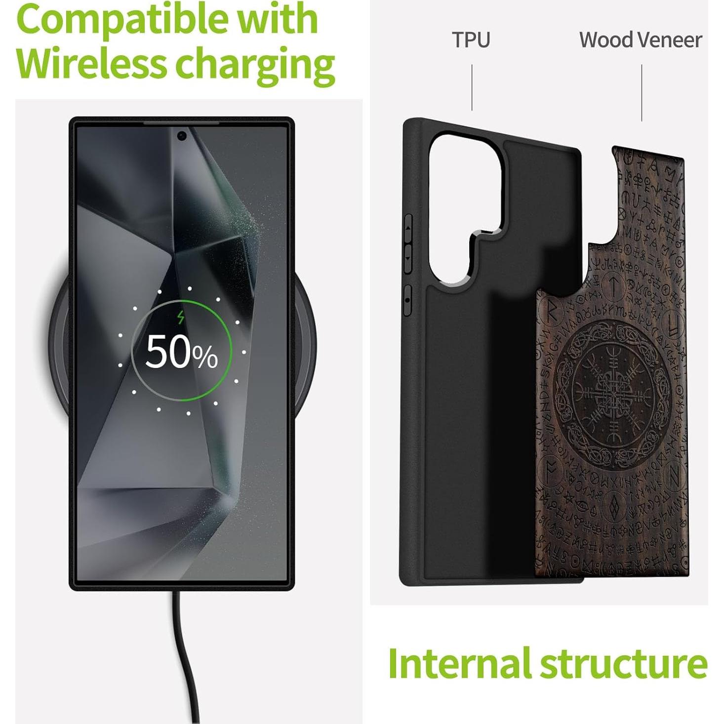 Funda Protectora Carveit de Madera para Samsung S25 Ultra