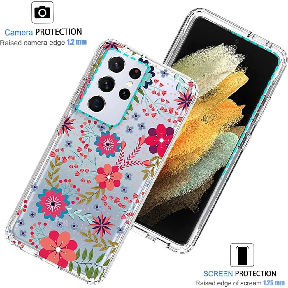Funda Protectora Floral para Samsung Galaxy S21 Ultra 5G