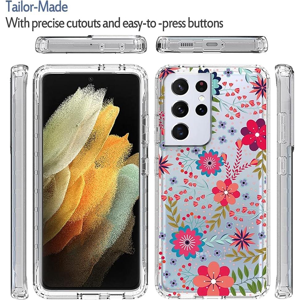 Funda Protectora Floral para Samsung Galaxy S21 Ultra 5G