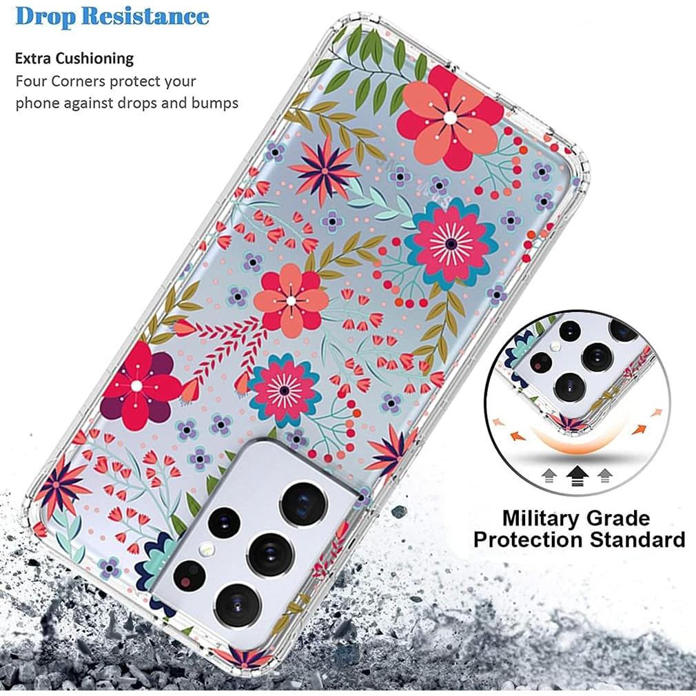 Funda Protectora Floral para Samsung Galaxy S21 Ultra 5G