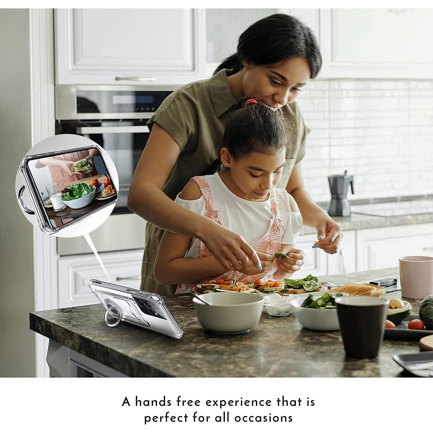 Funda Protectora Samsung Galaxy S21 Ultra Transparente con Soporte