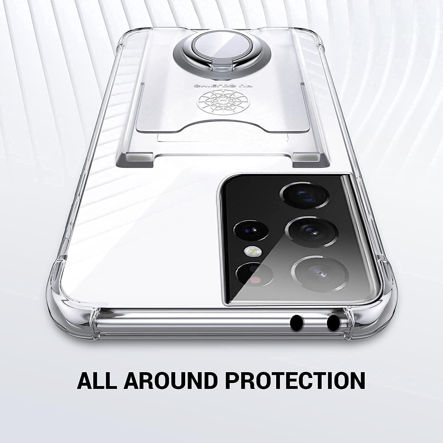 Funda Protectora Samsung Galaxy S21 Ultra Transparente con Soporte