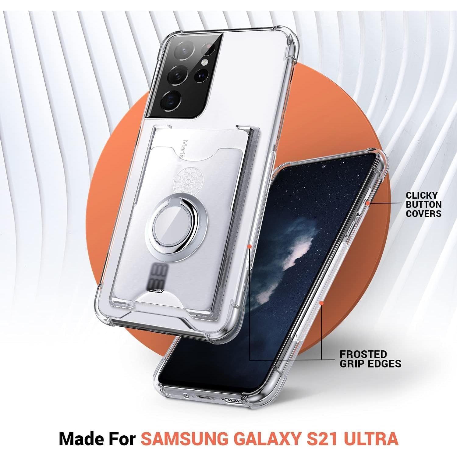 Funda Protectora Samsung Galaxy S21 Ultra Transparente con Soporte