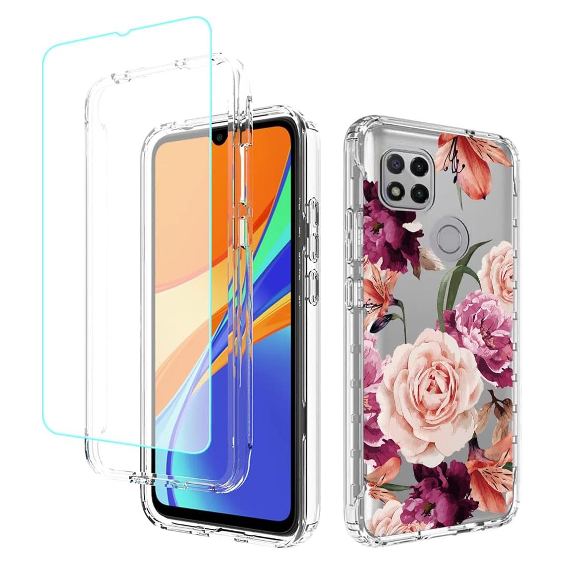 Funda Bumper Floral para Xiaomi Redmi 9C/10A/9 Activ con Protector