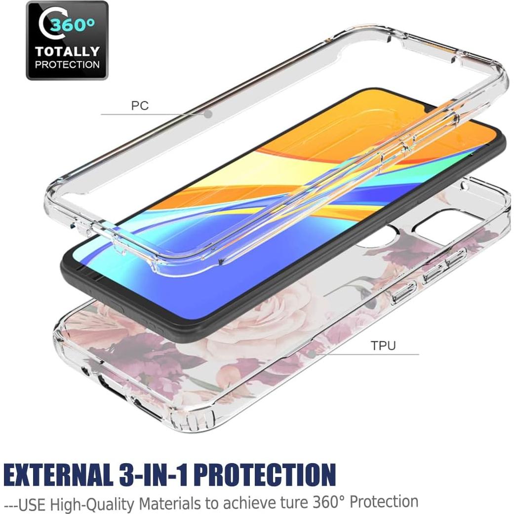 Funda Bumper Floral para Xiaomi Redmi 9C/10A/9 Activ con Protector